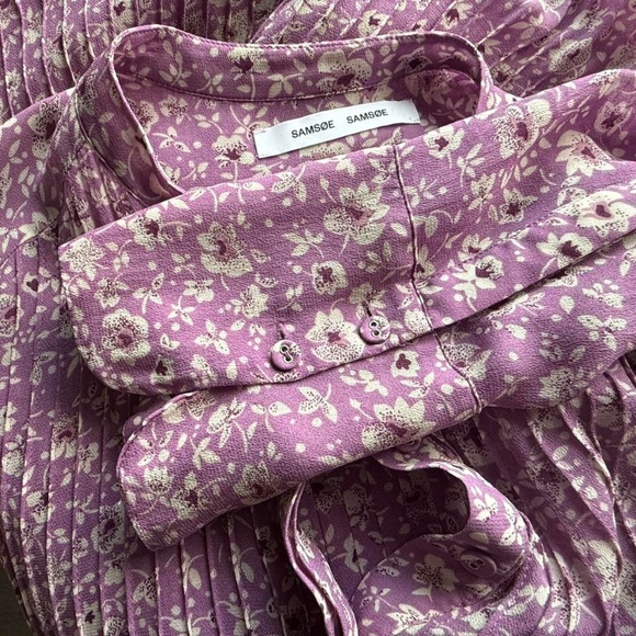 Samsoe Samsoe Elm Pintuck Pleated Chiffon Shirt Dress (size S) 185 - Picture 6 of 7